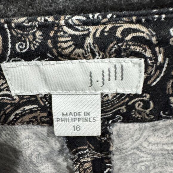 J Jill Pants Womens 16 Black Beige Paisley Print Stretch Cotton Ankle Slacks - Picture 3 of 9